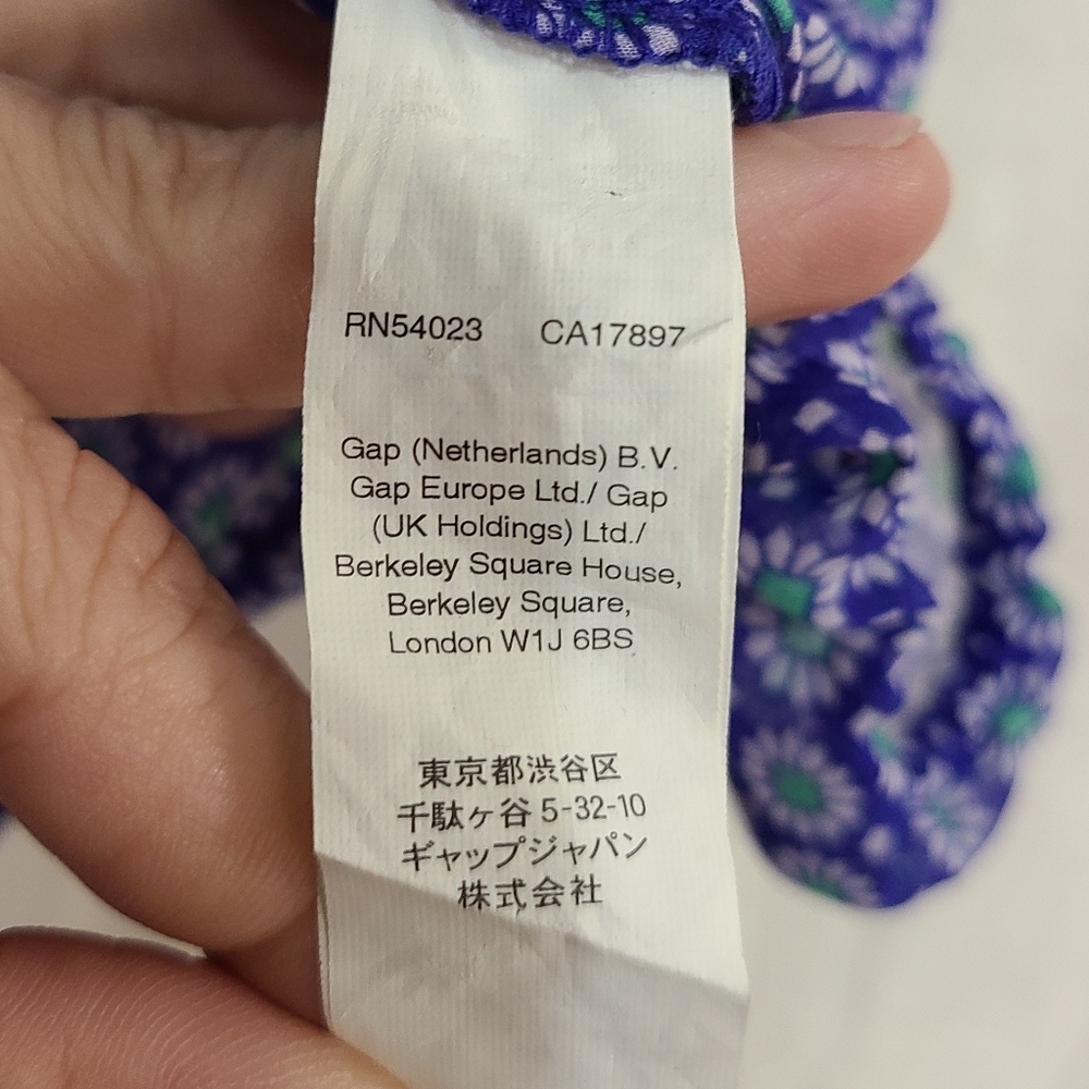 Gap Women's Blue Floral Patterned Sheer Blouse Size S - Picture 3 of 6